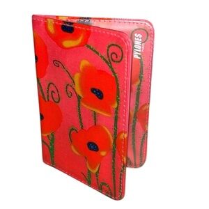 Pylones Paris Voyage Red Blue Flower Passport Case Travel Trip Wallet